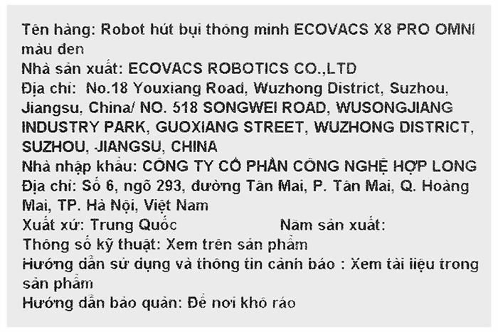 Robot hút bụi lau nhà Ecovacs X8 Pro Omni